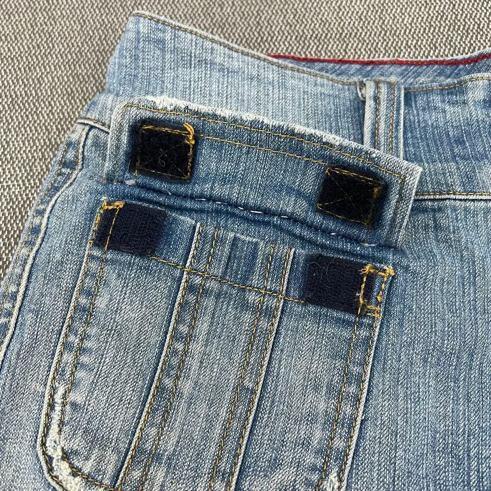 Glo Womens Y2K‎ Blue Cargo Pockets Denim Microshorts Jean Shorts Size Junior 3